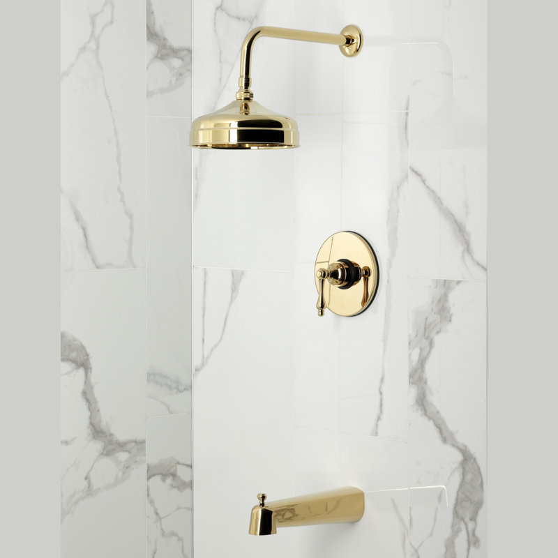 Kingston Brass Single-Handle Pressure Balanced Tub and Shower Faucet, Polished Brass