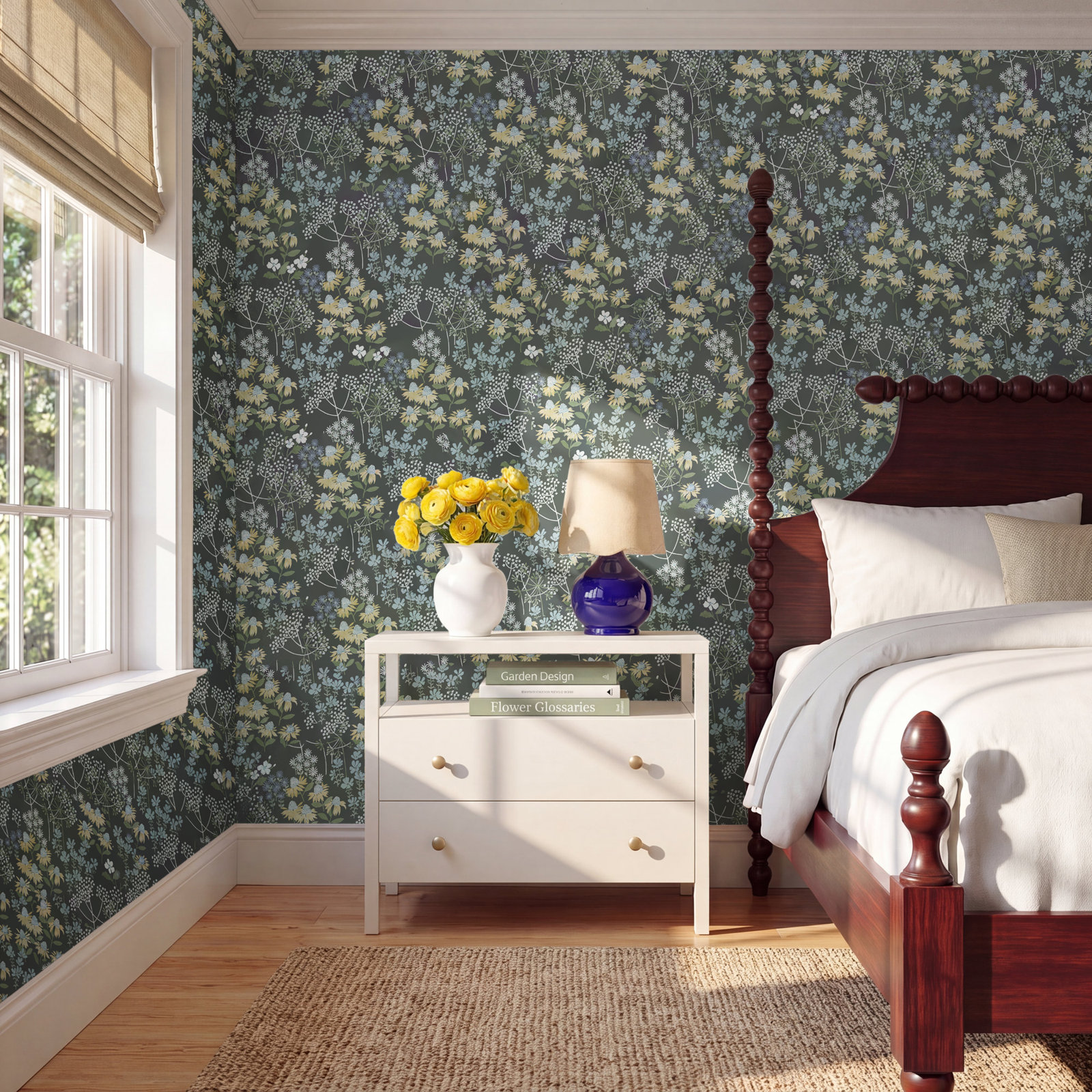 Floral Wallpaper, Gray