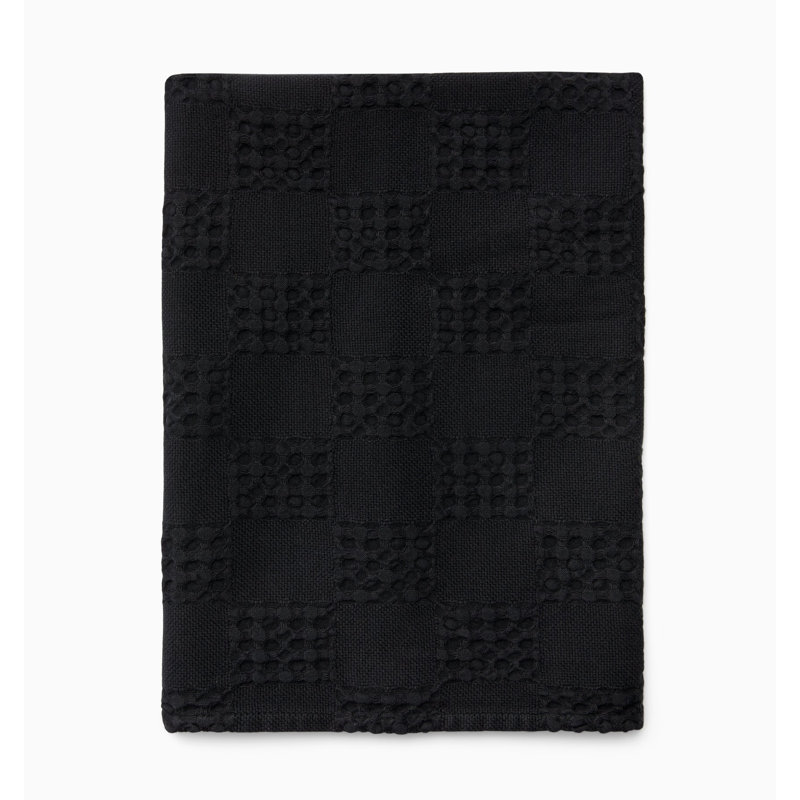 Straccio Cotton Waffle Tea Towel, Black