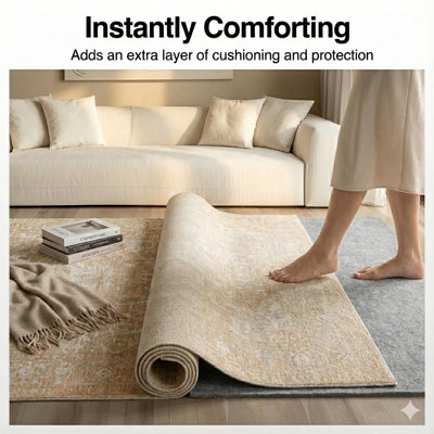 Premium Felt Non-Slip RugPad 1/4” Thick Cushion Trim to Fit Protects Floors Ships Fast 2' x 6'