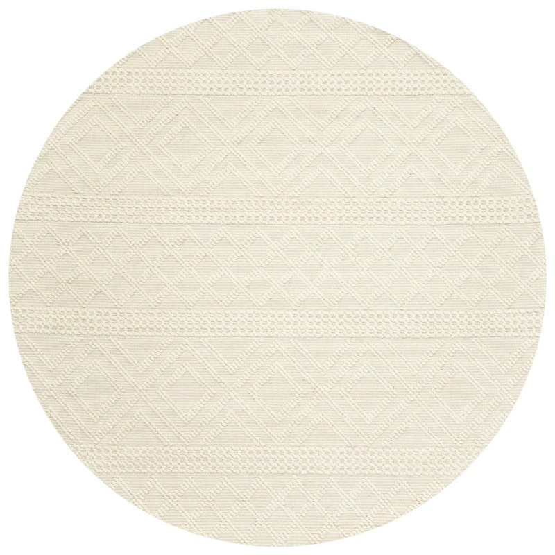 Tapis ivoire en laine / coton tissé à la main Hayhurst, Rond 12 pi