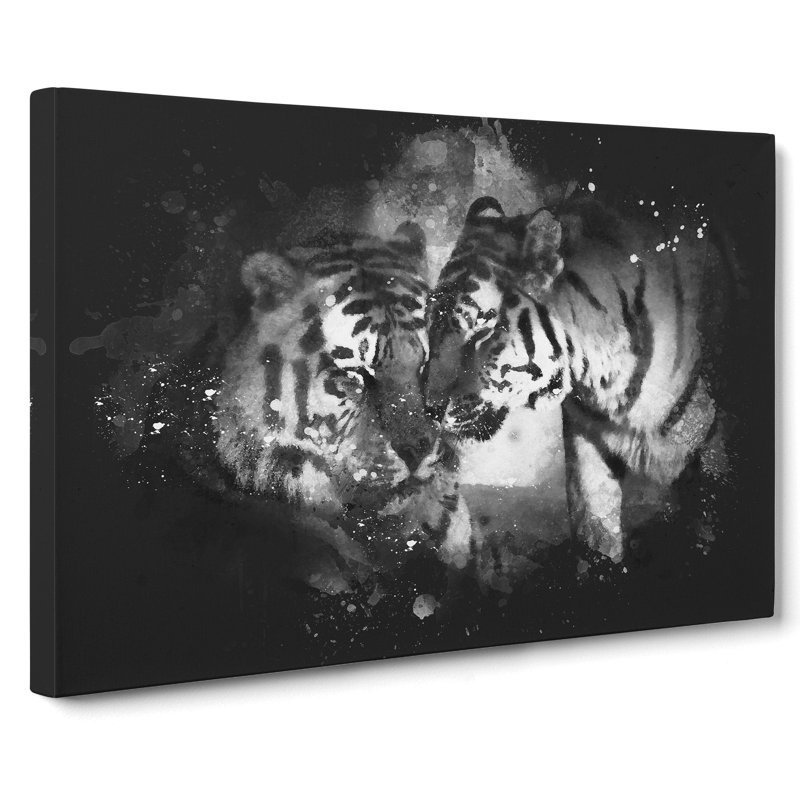 Two Snuggling Tigers - Wrapped Canvas, 50cm H x 76cm W x 3cm D