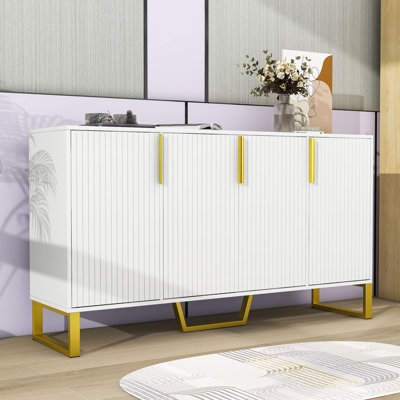 Laritha Elegant Sideboard with Marble Sticker Top and Adjustable Shelves