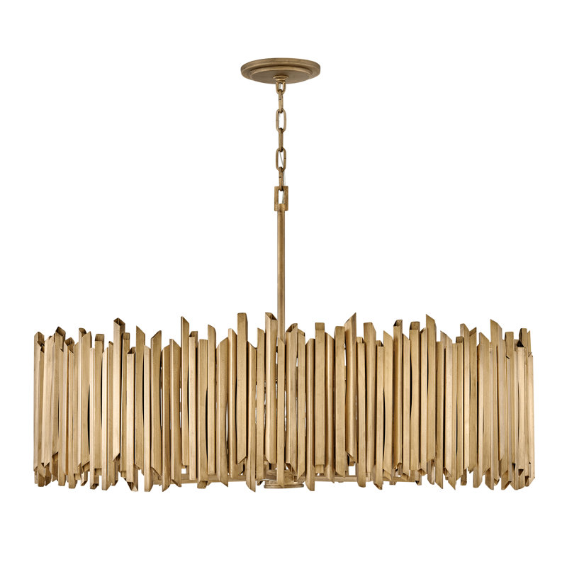 Burnished Gold LED Drum Chandelier with Sculptural Silhouette