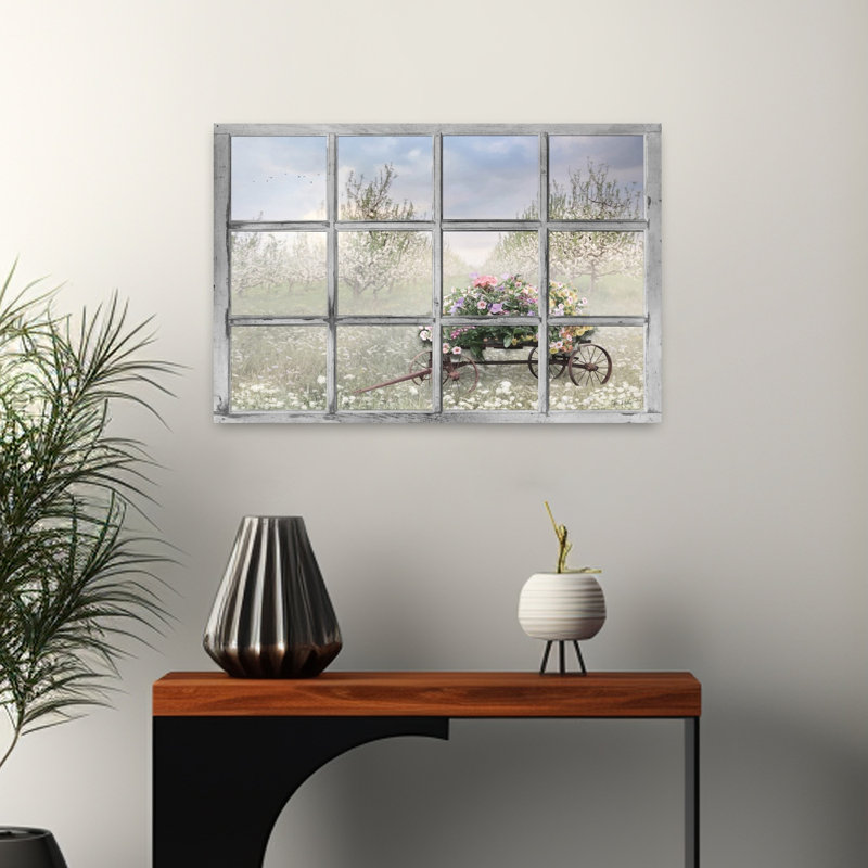 Fleurs de printemps colorées, art contemporain abstrait au printemps, H 16 po x l 24 po