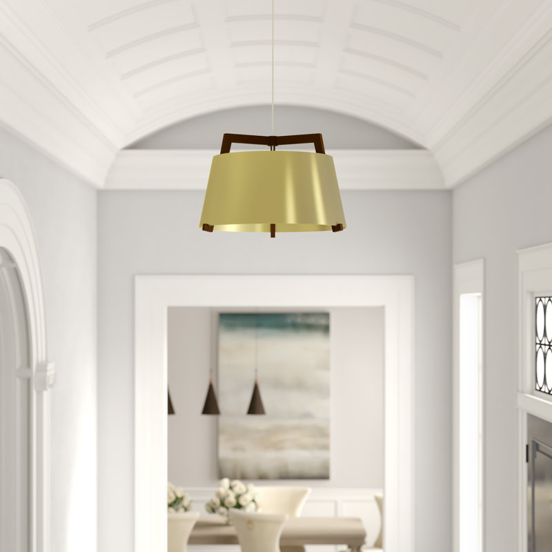 Ignis Pendant, 11.5" H x 17" W, Oiled Walnut/Brushed Brass, 2700K LED w/ Diffuser - Rigid