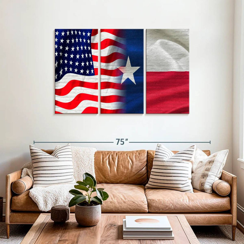Borges US And Texas Flag, 36" H x 57" W