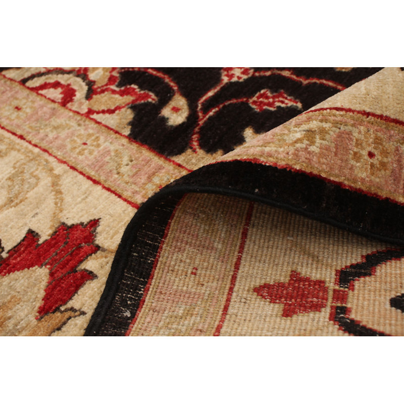 Tapis de bois one-of-kind-noué la 2010 chobi noir 7 pi 1 po x 8 pi en laine Aelfred