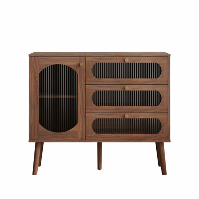 Bedroom Dresser, Accent Cabinet With 3 Drawers And One Door For Living Room, Entryway