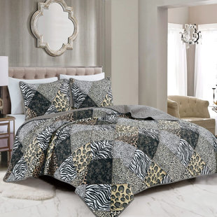 Ensemble de courtepointe réversible en microfibre noire 2 pièces