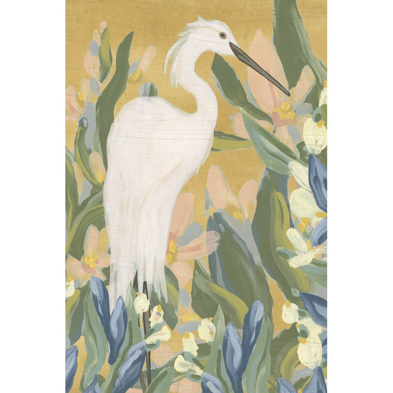 «Leandria Floral Egret II» sur toile par June Erica Vess, H 30 po x l 20 po