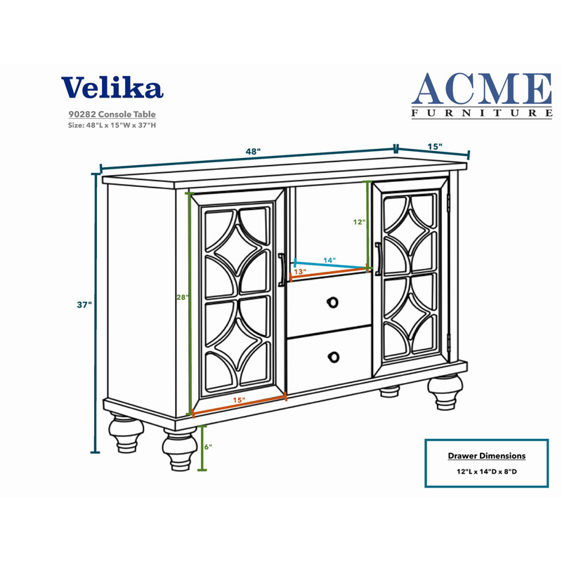 Buffet 2 tiroirs Velika en gris vieilli