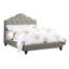 Cadre de chambre à coucher de style contemporain, lit double, revêtement gris, lit moderne paisible, tête de lit et structure arquées