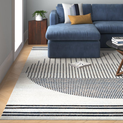 Tapis beige à motif géométrique abstrait Govea