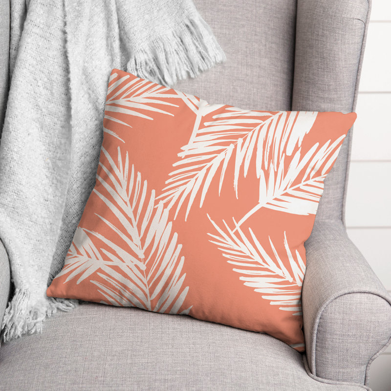 Nature Palm Square Pillow Cover & Insert, Orange