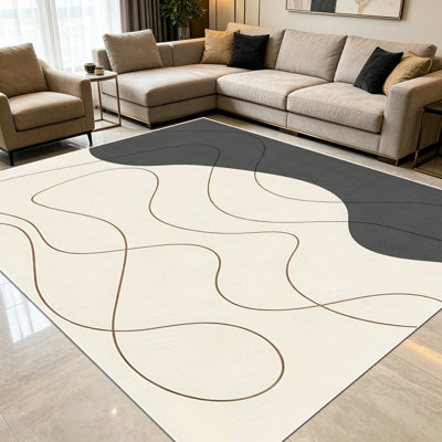 1pièces de tapis abstraits minimalistes à lignes ondulées neutres pour le salon, doux et confortables, adaptés à toutes les saisons, faciles à entretenir, lavables à la machine, tapis de dessous de table convenant pour la table à manger, la chambre à coucher, le bureau, le vestibule,