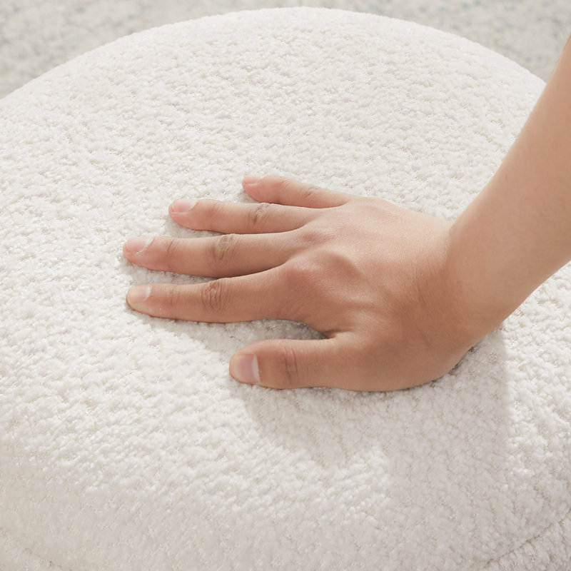 Kadezha Upholstered Swivel Ottoman, White