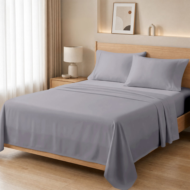 Sheet Set, Twin Sheet Set with 1 Pillowcase, Gris clair