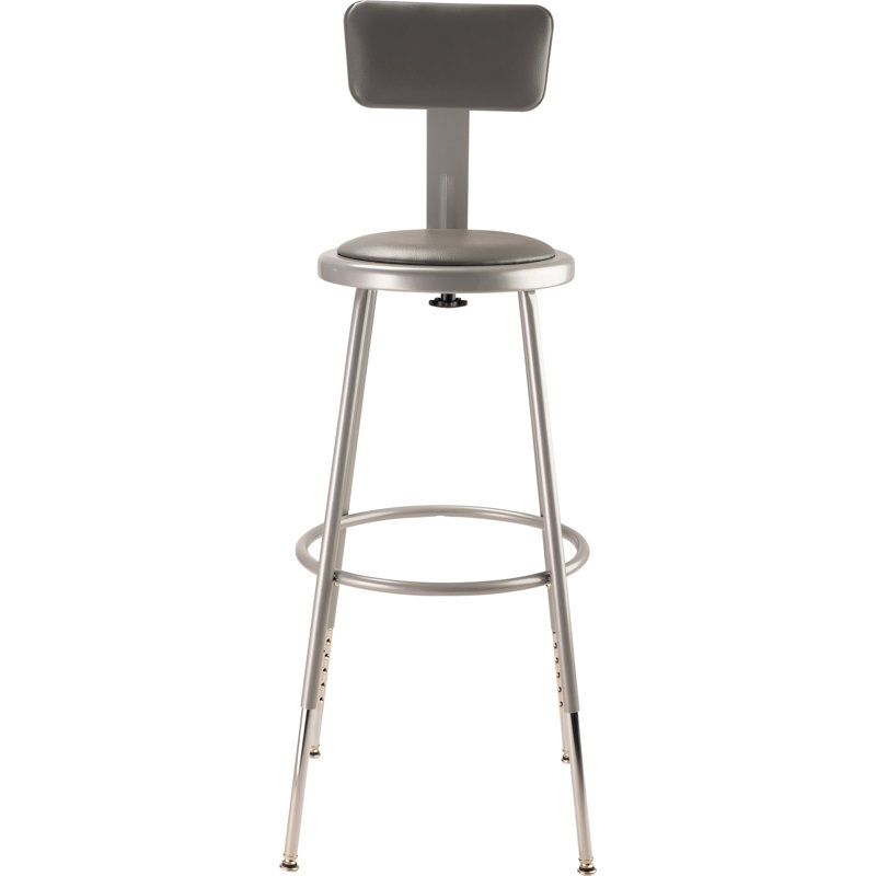 Backed Adjustable Height Ergonomic Lab Stool with Footring