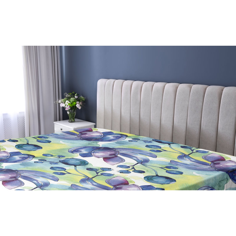 Drap-housse à motif floral Ambesonne, Lavande, bleu, vert pâle / floral, Drap-housse de taille double