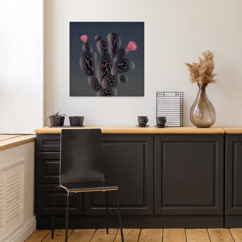Art contemporain, art abstrait, géométrique audacieux, nature, cactus, H 18 po x l 18 po