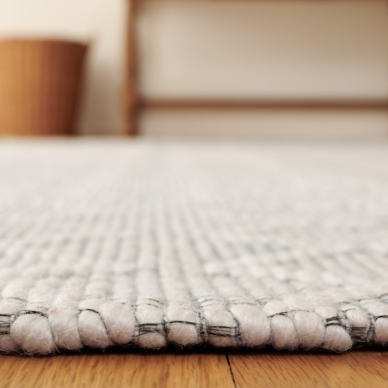 Msr Vermont Martha Stewart Hand Loomed Nz Wool/Cotton Geometric Rug in Ivory, Rectangle 8' x 10'