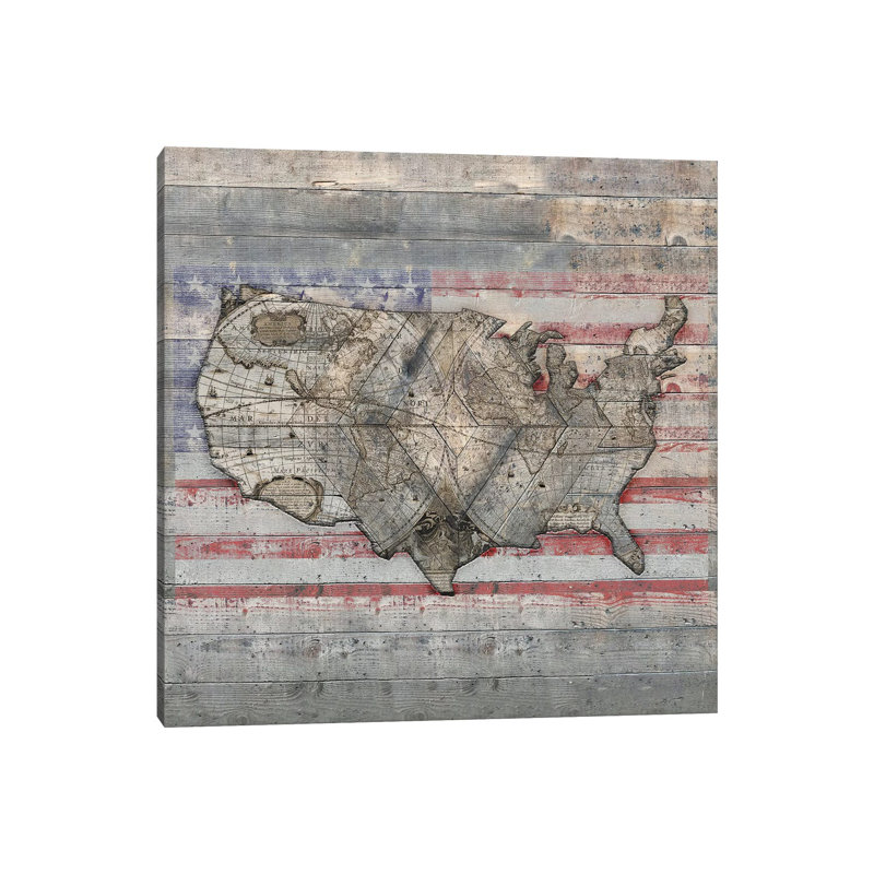 USA Map Forever by Diego Tirigall - Wrapped Canvas Painting, 30.48 cm H x 30.48 cm W