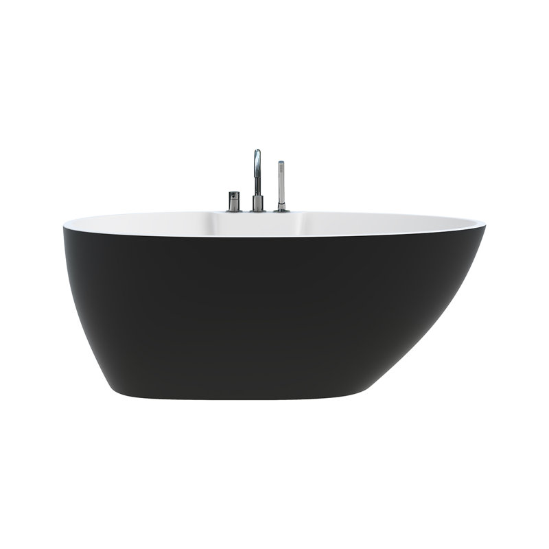 Hadiya 56'' x 30'' Soaking Acrylic Bathtub, Black