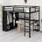 Metal Loft Bed Frame With Built-In Wardrobe, Desk And Storage Shelves