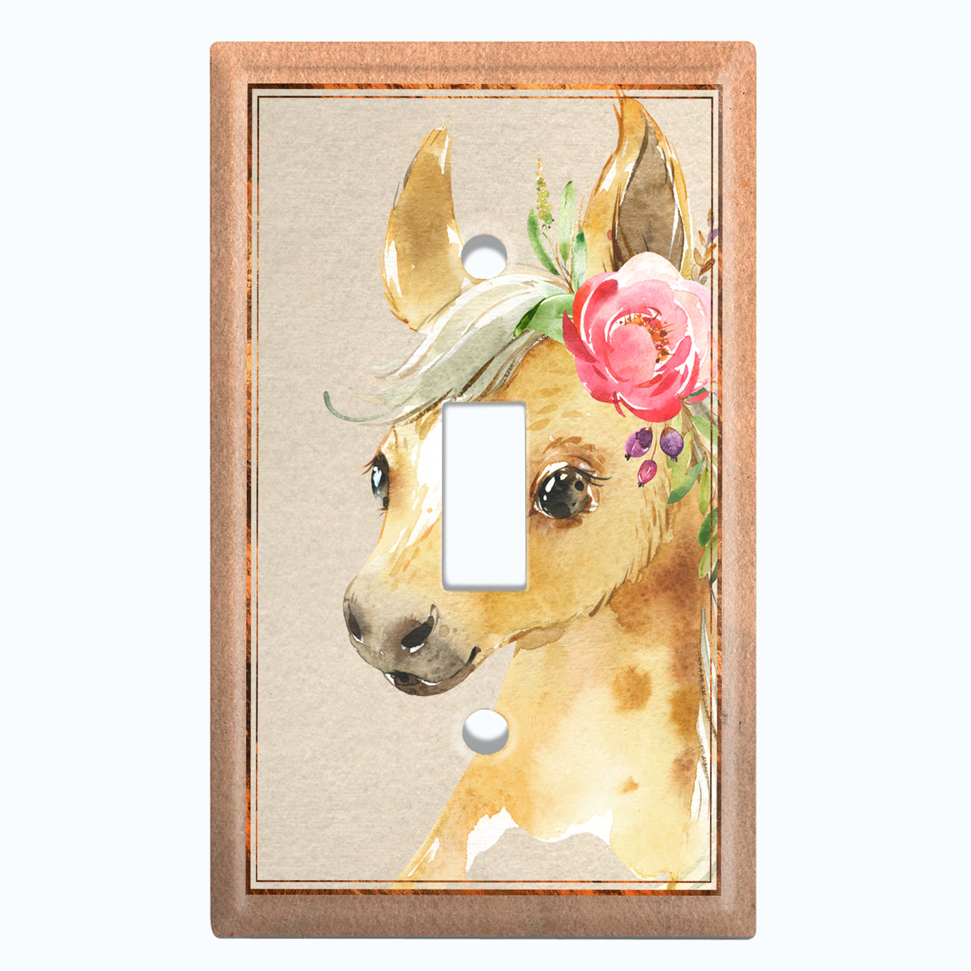 WorldAcc Metal Cute Animal Baby Horse Flower 1-Gang Toggle Light Switch ...