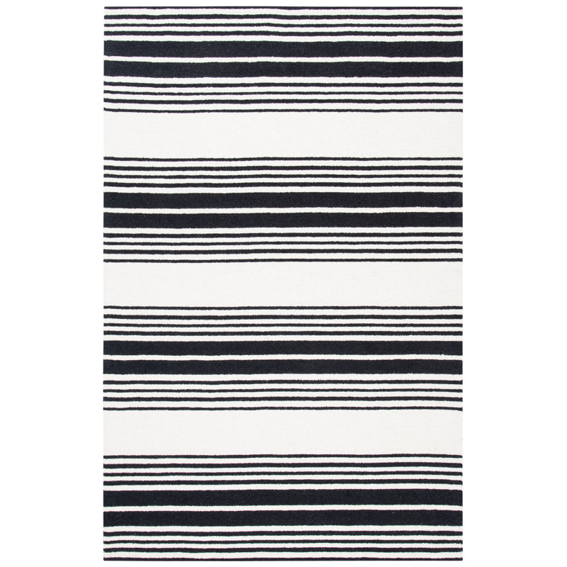 Hanchett Hand Tufted Wool And Cotton With Latex Striped Rug, Rectangle 3' x 5'