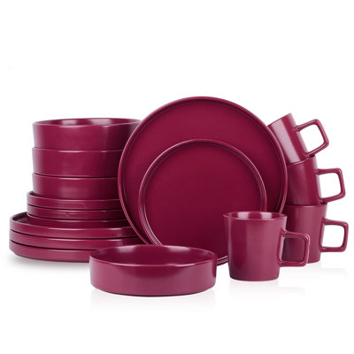 Stone Lain Tom Stoneware Dinnerware Set, 16-Piece Service For 4 – Olive Reactive Glaze - View #3