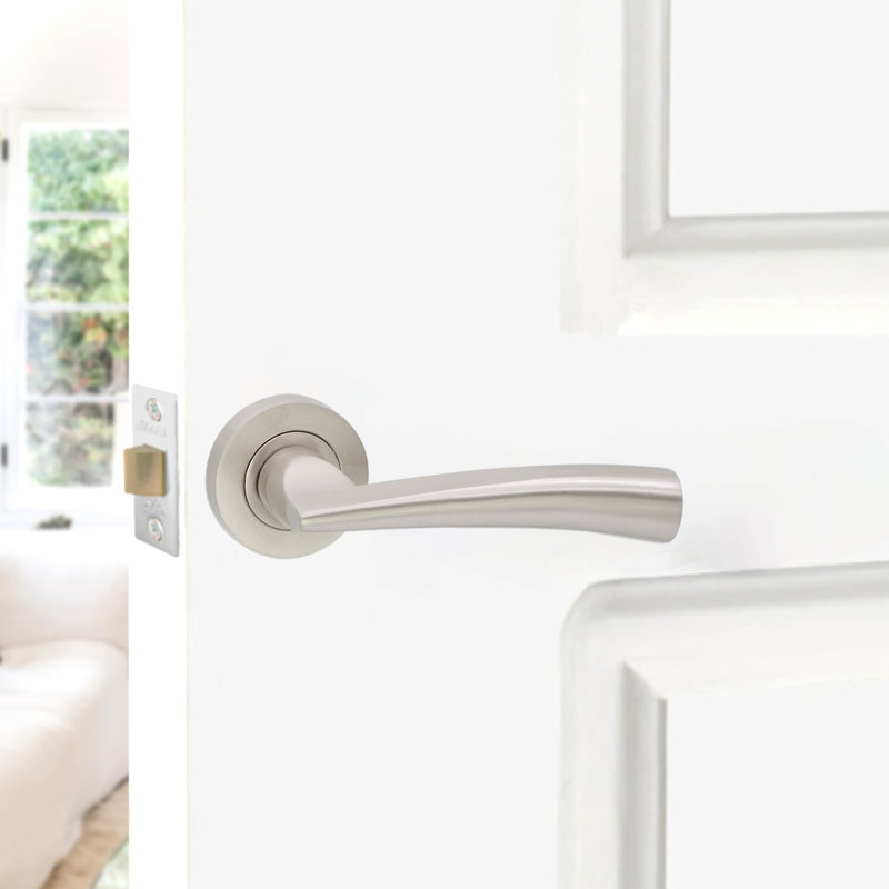 Leygo Lever Door Handle, Satin Nickel