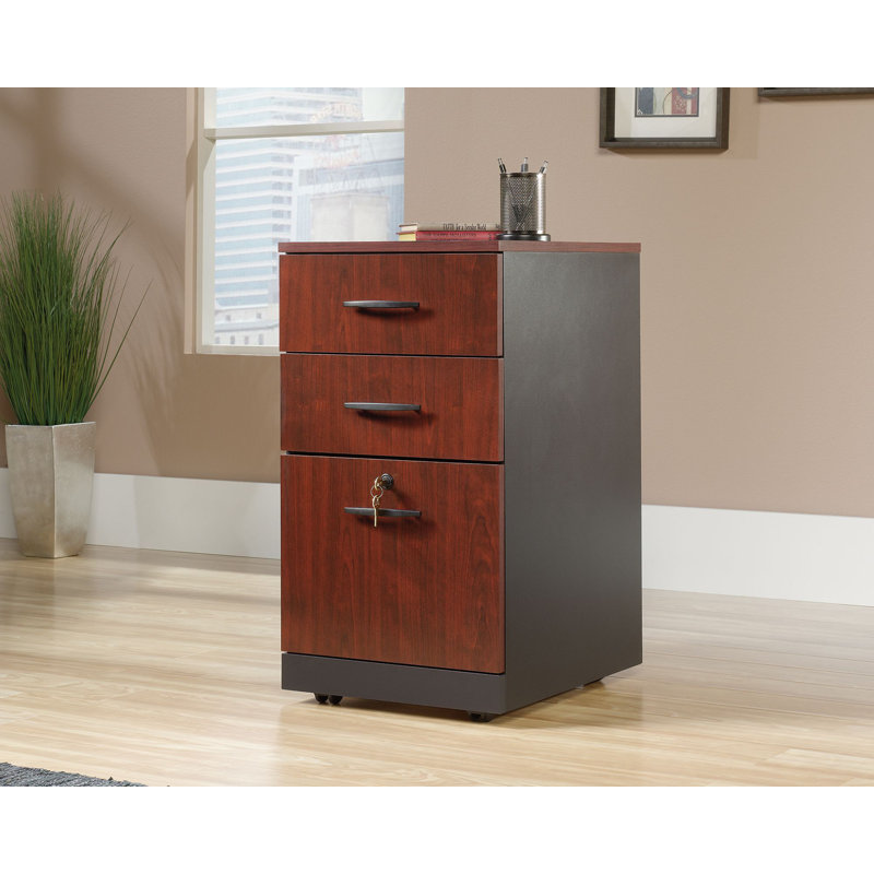 Classic Cherry Mobile 3-Drawer Legal File Pedestal with Lock
