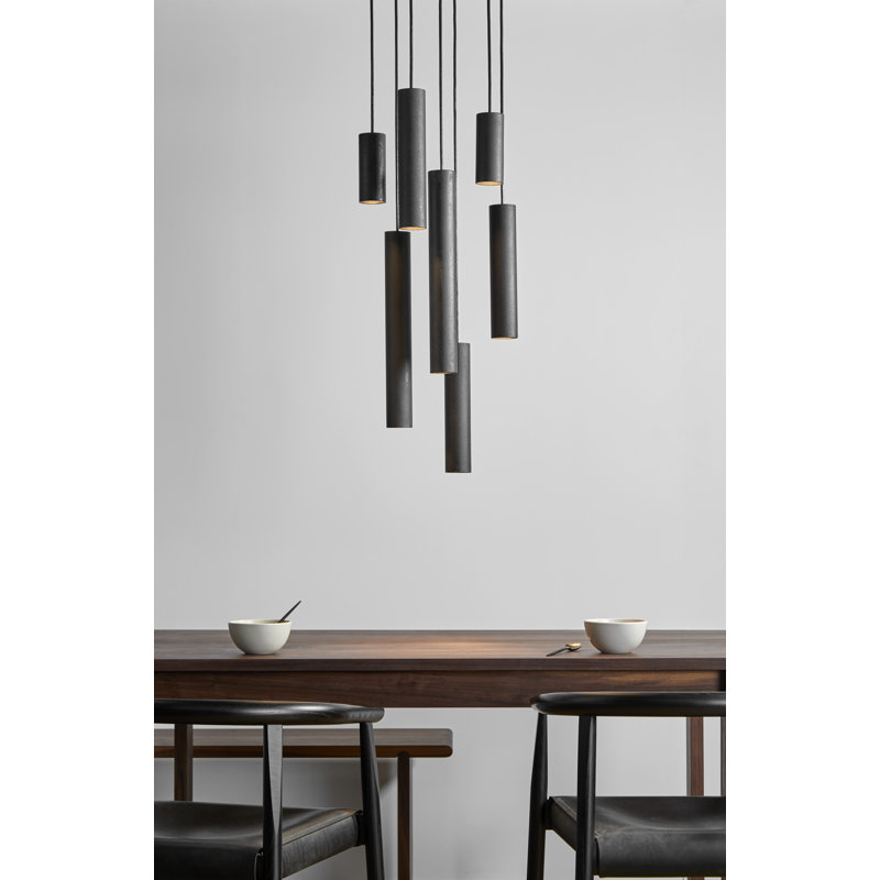 Roest Industrial Steel Pipe Pendant Light, 12" H x 2.5" W x 2.5" D, Carbon