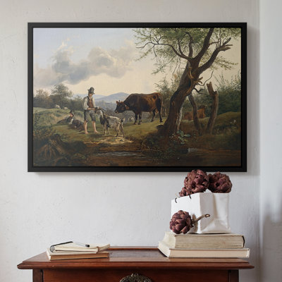 Berger avec Billy Goat, v. 1830 - Peinture encadrée sur toile tendue avec encadrement 1830