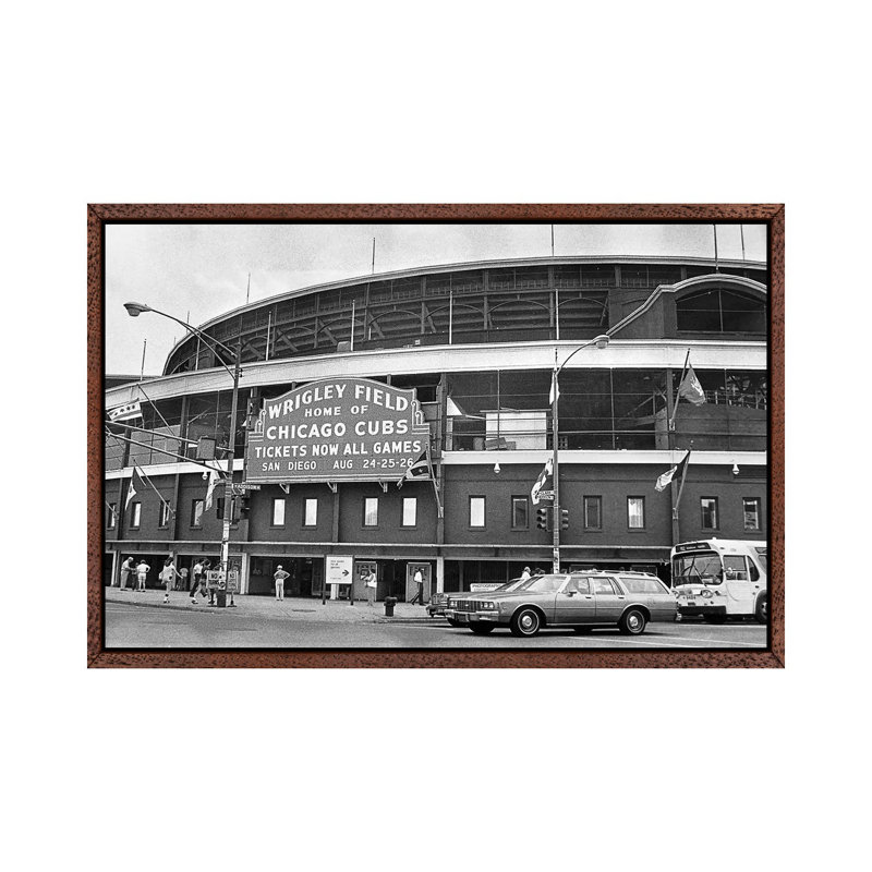 Chicago: Wrigley Field - Print on Canvas, 66.04 cm H x 45.72 cm W, Classic Brown Wood Framed