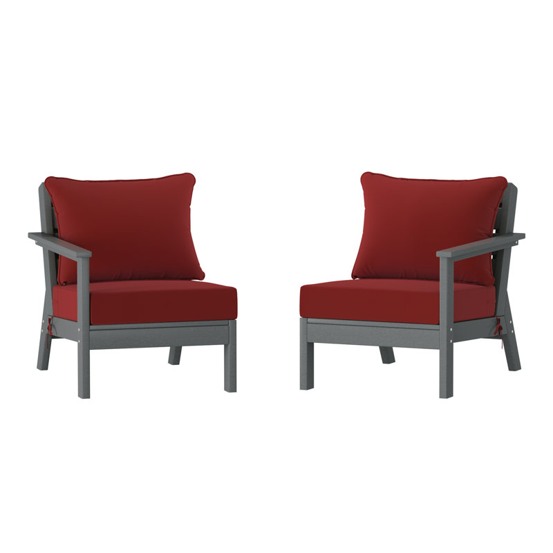 Deep Seating Set With Cushions, Red, Gray