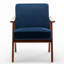 Le fauteuil d'appoint en velours bleu foncé avec structure en bois massif stable, pour le salon, la chambre à coucher et le cadre de l'entrée recouvert de velours profond, ajoute une touche de classe aux pièces-1596328148