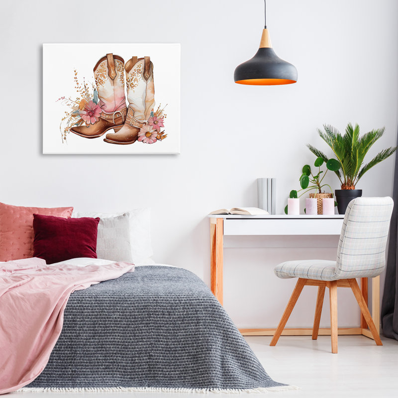 Art mural sur toile Blooming Cowboy bottes par Birch & Ink, H 30 po x l 40 po