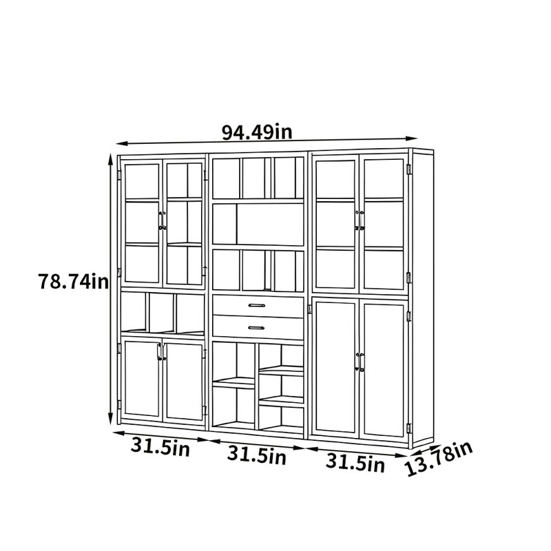 Nouvelle bibliothèque en bois chinois, Brun