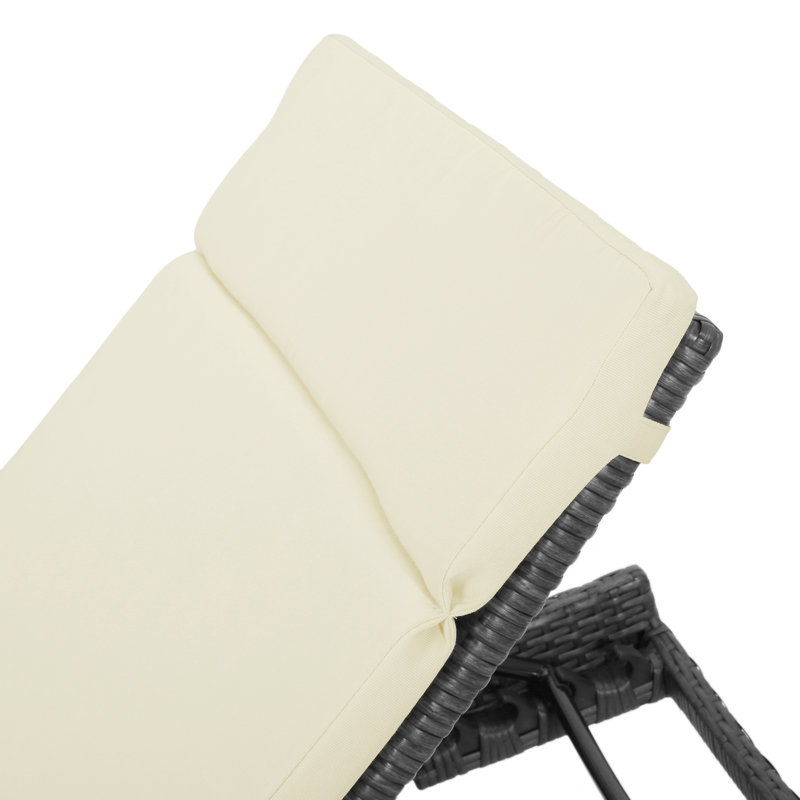 Billur 79.5" Long Reclining Chaise Lounger Set with Cushions, Beige