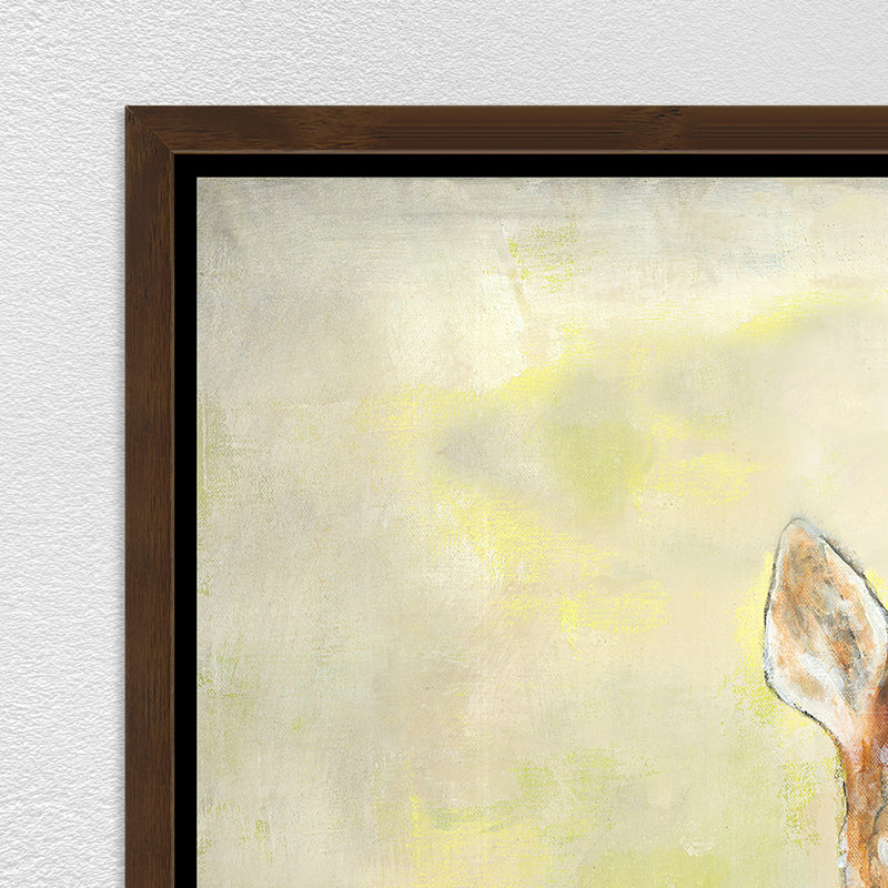 «Spring Fawn» par Jack Richtman, peinture encadrée, Encadrement brun foncé