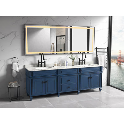 Miroir de salle de bain à DEL avec cadre en aluminium, miroir de meuble-lavabo mural