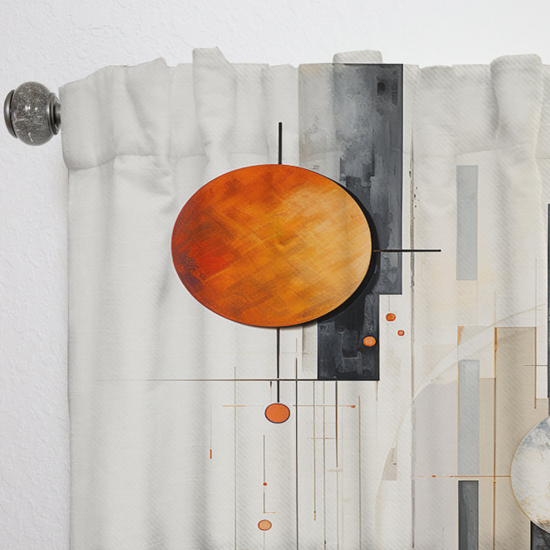 Vicaro Beige Suprematism Harmonic Equilibrium III - Modern Curtain - Velvet Room Darkening - 1 Panel, 52" W x 95" L