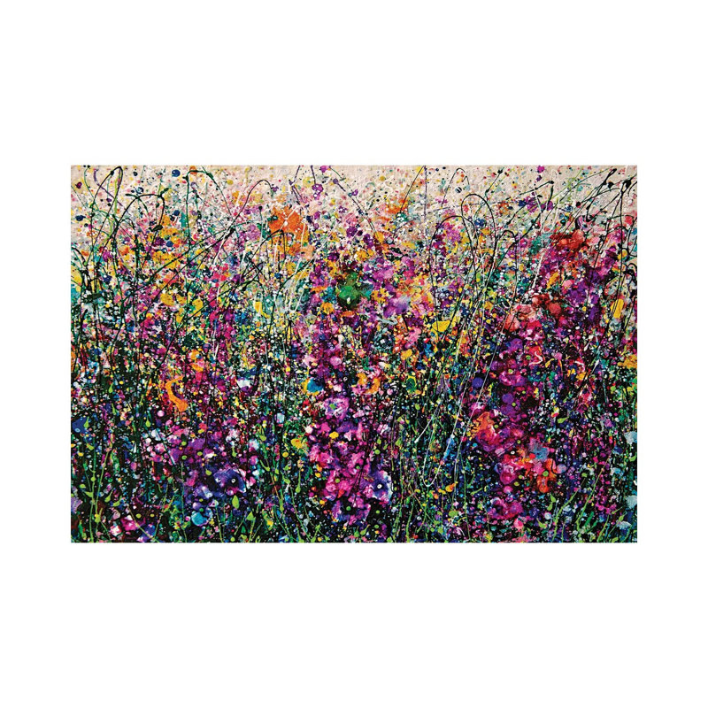 Hollyhock Fantasy Pollock Style by Lena Owens - Wrapped Canvas Painting, 30.48cm H x 45.72cm W x 1.91cm D
