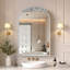 Armoire de salle de bain vintage en forme d'arche avec miroir, étagère réglable et crochets pour bijoux-932329887