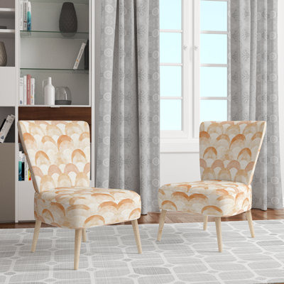 Country Farmhouse Upholstered Chair - Earth Arcs Orange Side Chair
