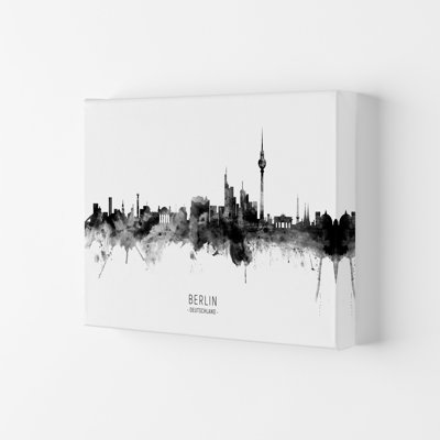 Berlin Germany Skyline Black White City Name by Michael Tompsett - Print
