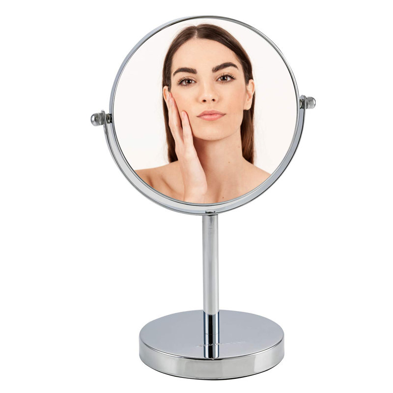 OVENTE 6'' Tabletop Makeup Mirror with 1X/7X Magnification, 360° Swivel Design, Double-Sided Free-Standing Vanity Mirror Perfect for Dresser, Bedroom and Office Desk, Polished Chrome MNLT60CH1X7X